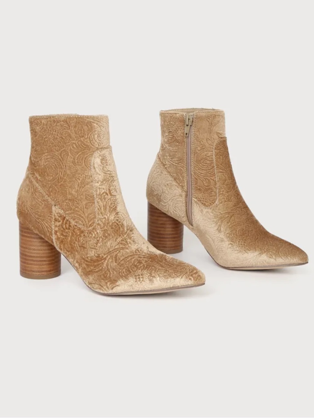 Coconuts by Matisse Alana Natural Floral Jacquard Velvet Ankle Boots 8.5